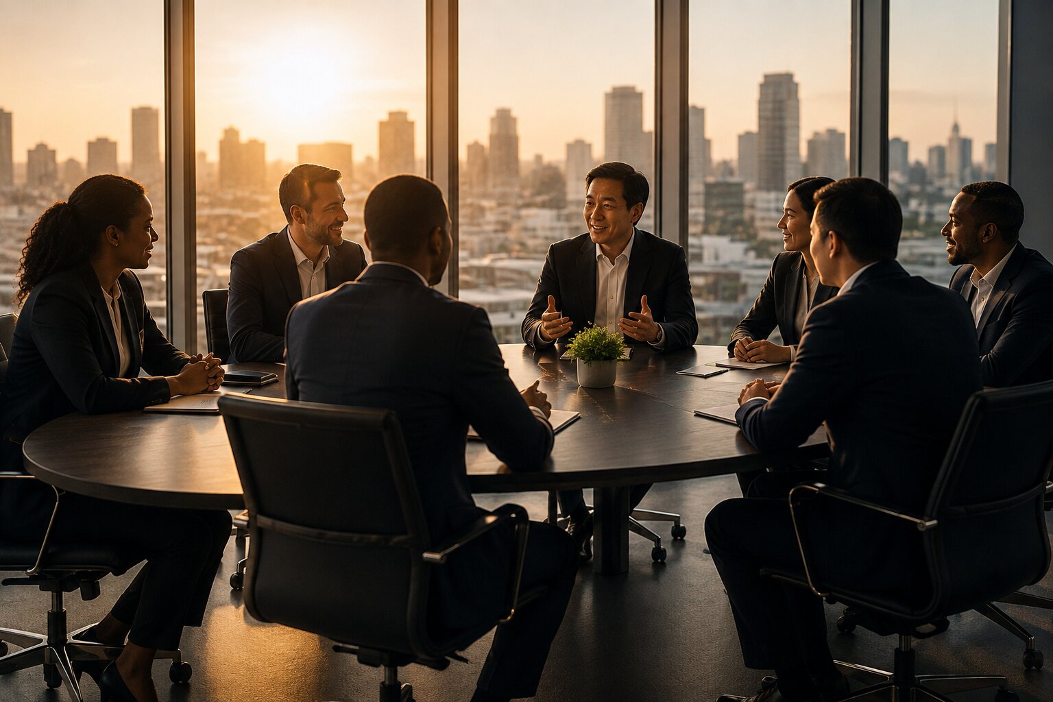 Leadership team meeting around a conference table